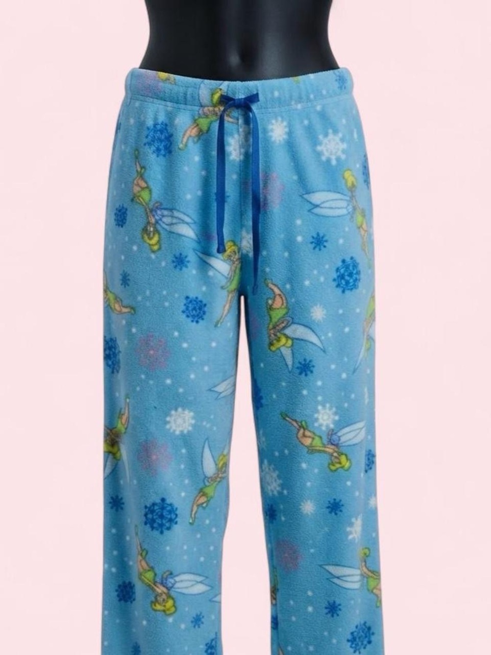 Disney Vintage Holiday Blue TinkerBell Fairy Whimsigoth Fleece Pajama Bottoms 3X